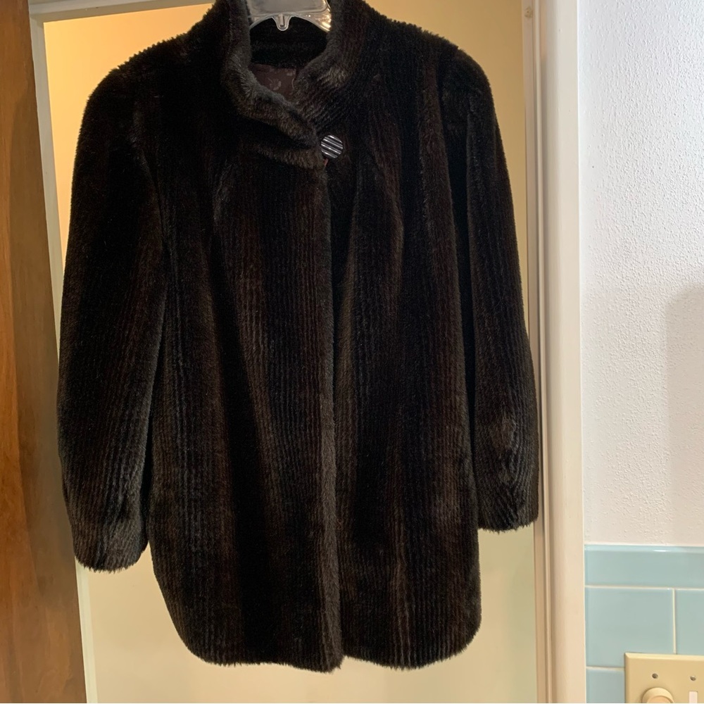 Faux fur dark brown coat size large